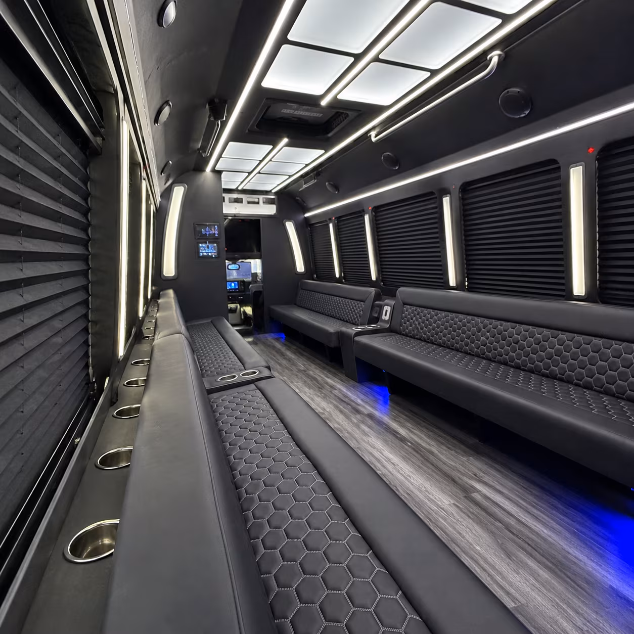 upland party bus rental interior